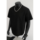 5千件曼巴棉250g2026春款拼接结构圆领短袖T恤假模特T2520P14，男装T恤，电商A030