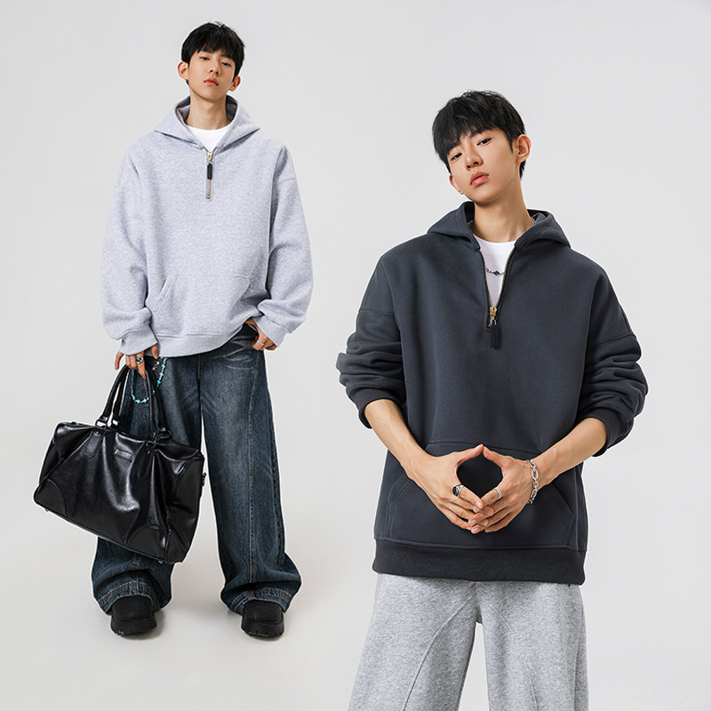 5k件+350g华棉2026春款半拉链连帽套头卫衣无影墙WY608特P35，男装卫衣，电商A030