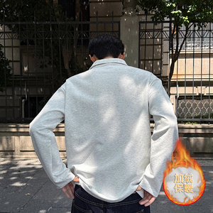 1w+加绒款 正肩POLO衫男重磅翻领长袖T恤 室内模特 T2599-JR P25图片