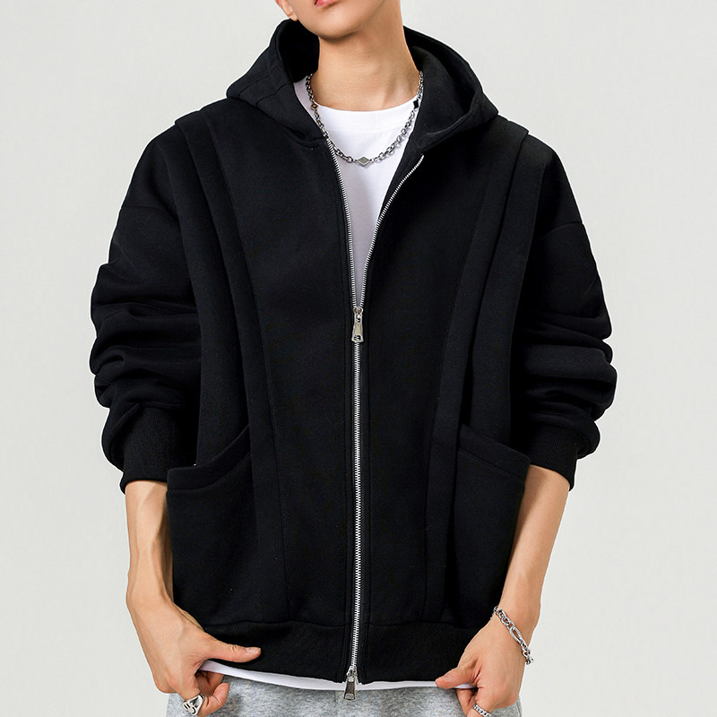 5k件+420g华棉2026春设计感双拉链连帽卫衣外套无影墙WY607特P45，女装短外套，电商A030