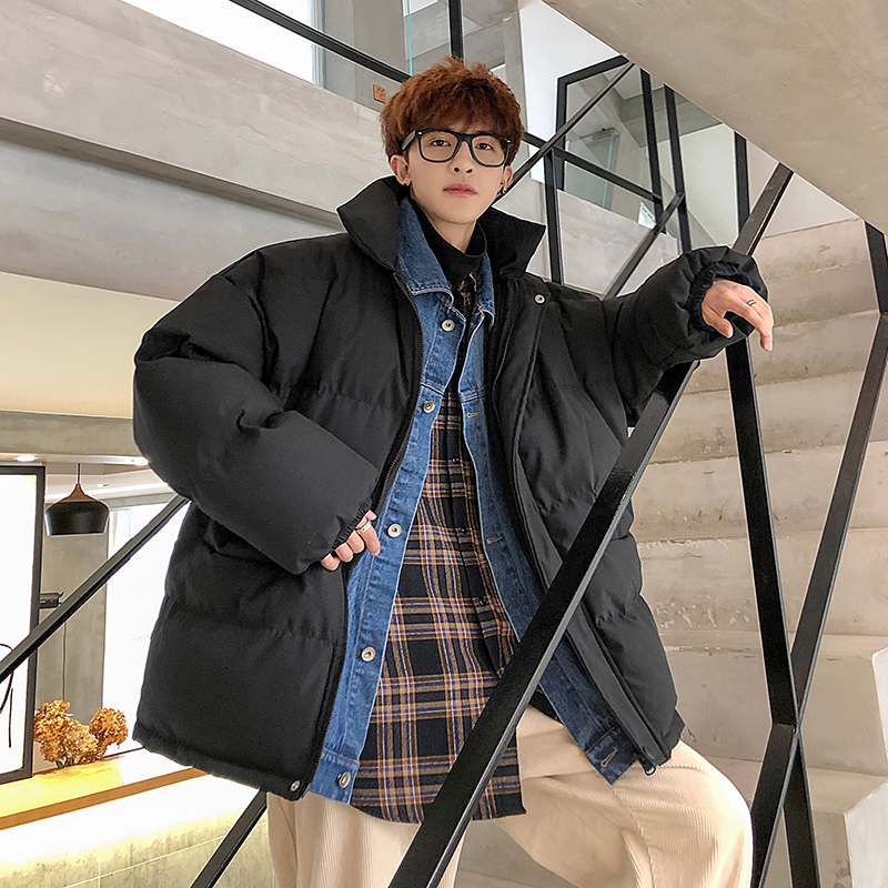 冬季新款立领假两件宽松拉链棉服 港风 8218 p118，男装棉衣，电商A030