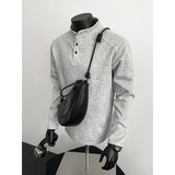 2026春款280g重磅竖领亨利领长袖T恤黑人假模T2595P19，男装T恤，电商A030