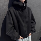 5k件+400g重磅设计感结构线卫衣开衫连帽外套室外模特WY605P45，女装短外套，电商A030