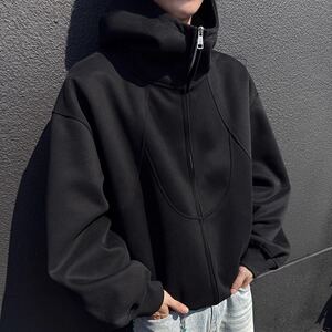 5k件+400g重磅设计感结构线卫衣开衫连帽外套 室外模特 WY605 P45图片