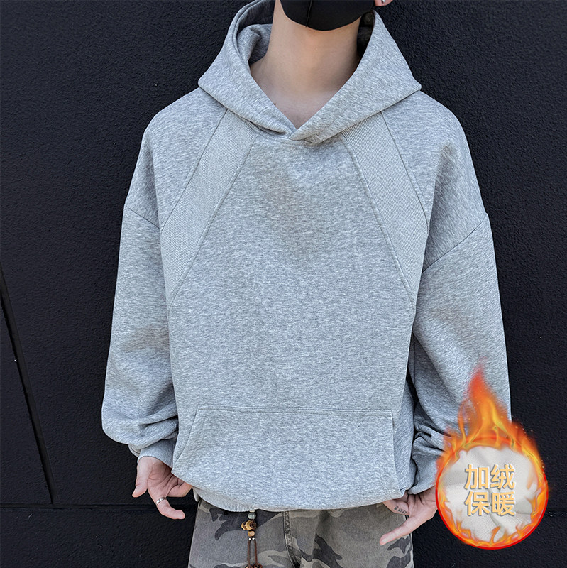 5000件+420g华棉加绒2026春款套头连帽卫衣高街WY617-JR特P38，男装卫衣，电商A030