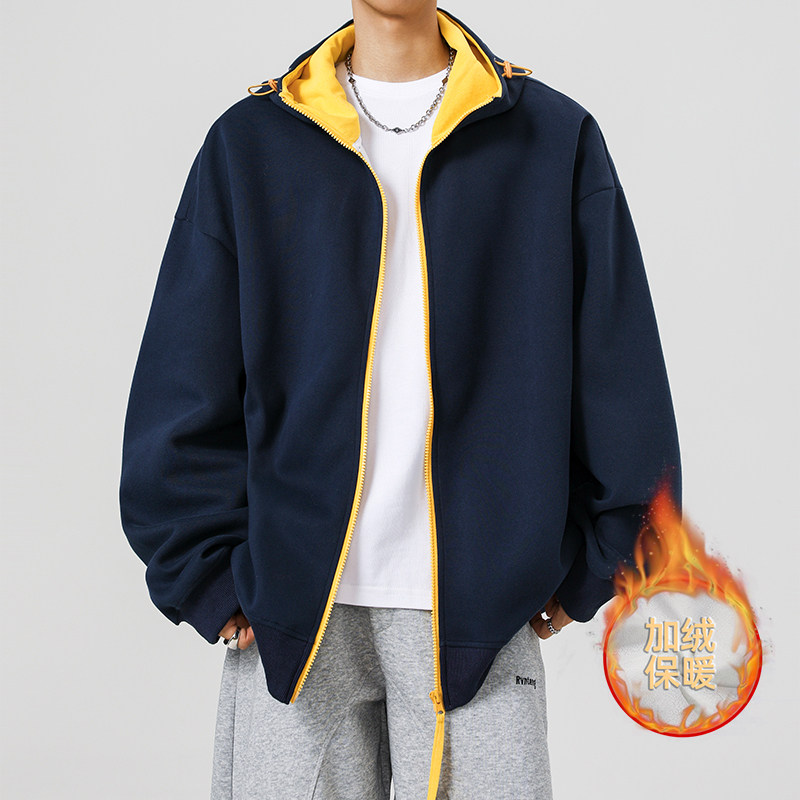 1W件+420g华棉加绒2026年春拼色开衫卫衣无影墙WY616-JR特P36，男装卫衣，电商A030