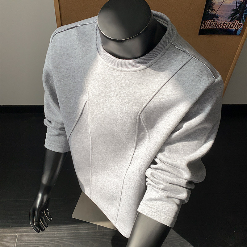 2000件华棉320g2026春款拉链设计感长袖T恤人台模特T2603P25，男装T恤，电商A030