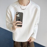 潮牌美式解构拼接长袖T恤男2025秋新款百搭打底套头上衣T2596P18，男装T恤，电商A030