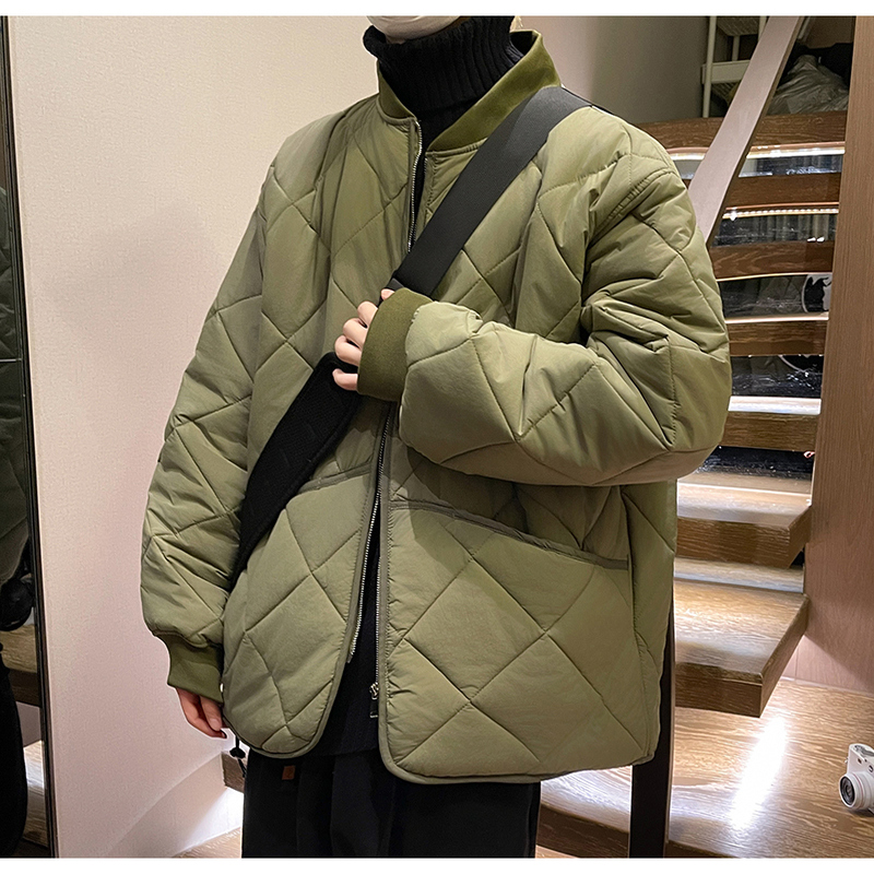 冬季新款设计感菱格棉服拉链棒球服室内模特m883p110，男装棉衣，电商A030