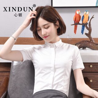 职业白衬衫女短袖正装小领夏季修身工作服工装新款女装衬衣韩范特