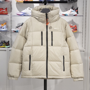 李宁短款羽绒服2024冬季新品男子80%鸭绒防风保暖连帽外套AYMU143