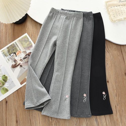 新款女童洋气喇叭裤儿童显瘦百搭长裤子小女孩棉弹长裤子2026春季