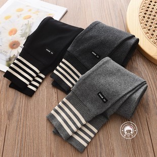 基础女童弹力打底裤儿童弹力字母小标螺纹收口打底裤女孩长裤子