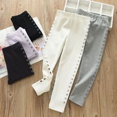 2024春秋新款 子纯棉外穿长裤 儿童爱心边弹力裤 百搭女童打底裤