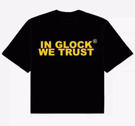 thumbnail for Summer American Retro Short-Sleeved in Glock We Trust Letter Printed T-Shirt Casual Versatile Black Top