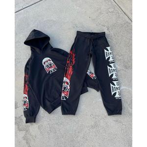 hip hop sweatshirt 美式复古春秋季男士嘻哈连帽衫嘻哈卫衣套装