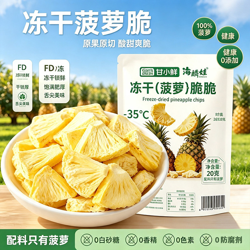 冻干菠萝脆片鲜果凤梨干无添加蔗糖酥脆水果干办公室即食水果零食