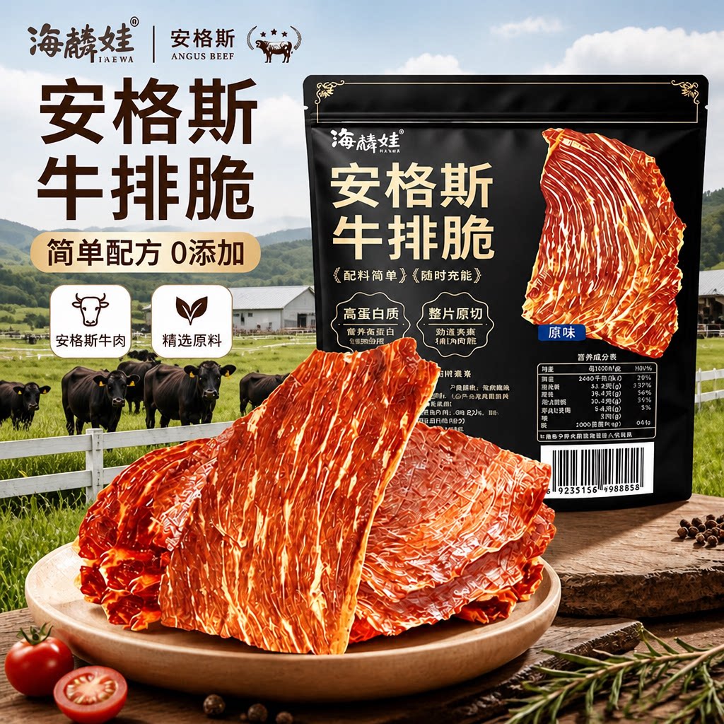 安格斯牛排脆薄脆牛肉片风干牛肉脆片高蛋白解馋即食牛肉零食小吃