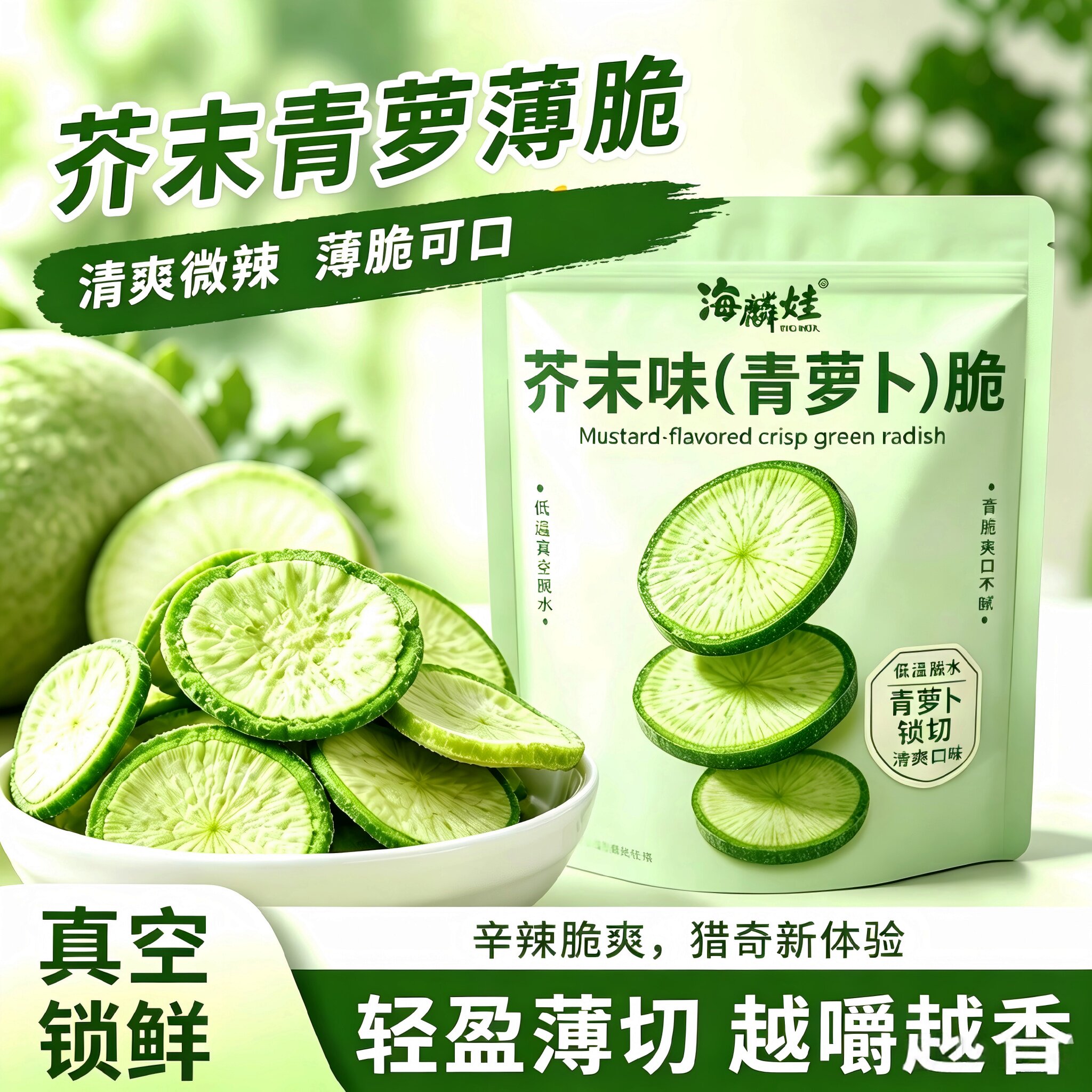 芥末萝卜脆蔬菜脆片即食嘎嘣脆萝卜干网红办公解馋休闲果蔬小零食