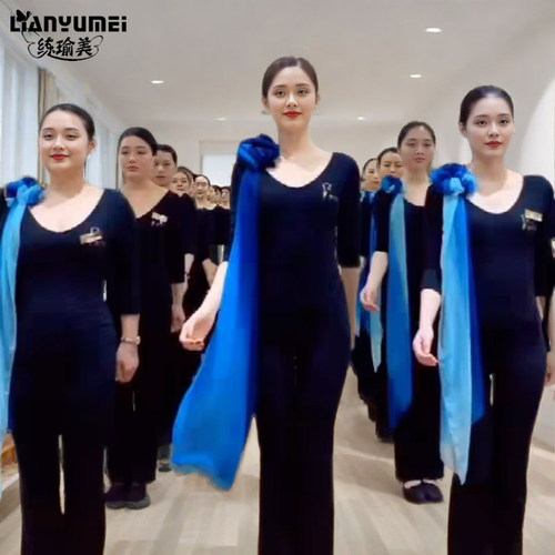 高档形体训练服装V领舞蹈练功服