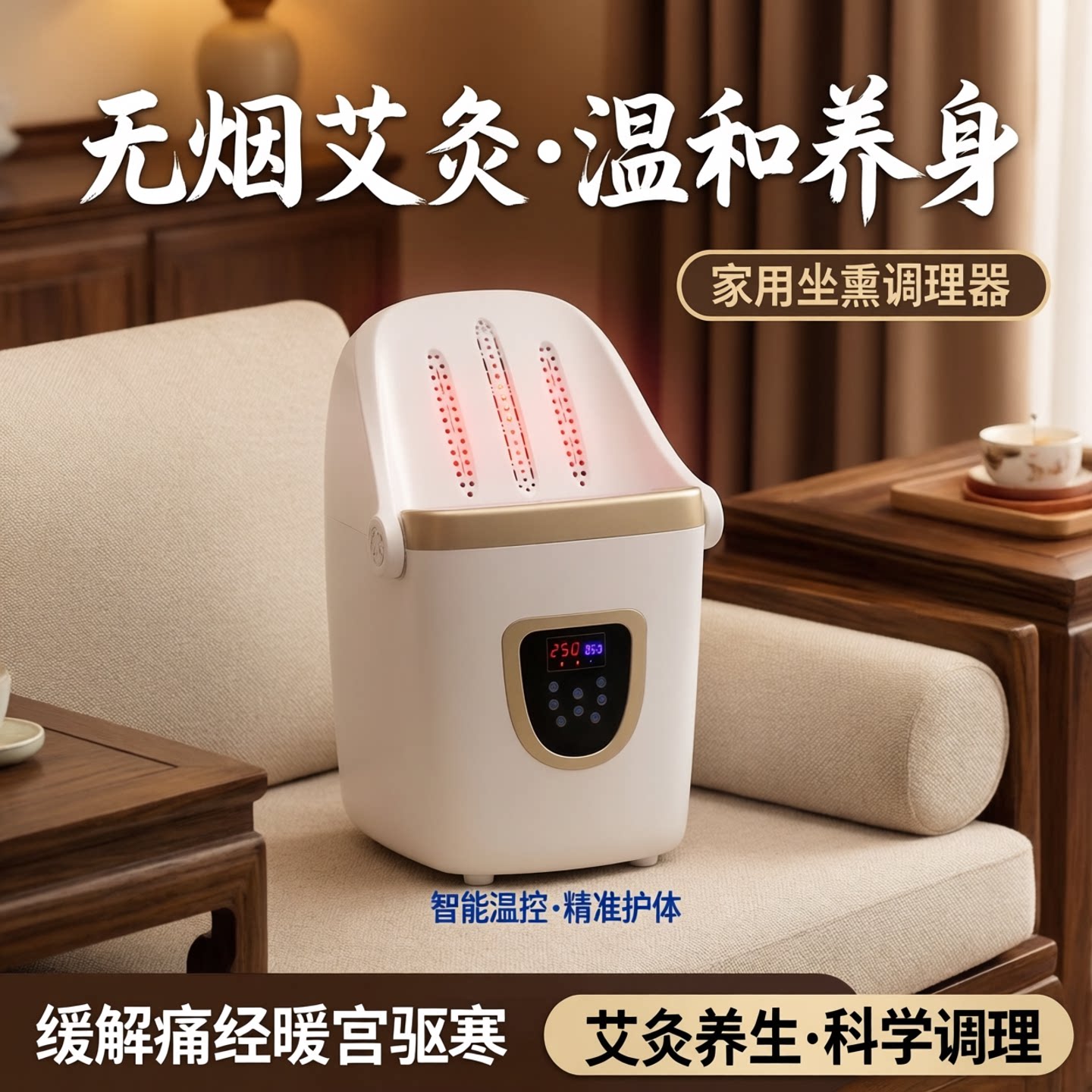坐灸仪艾灸仪无烟靠背坐熏仪家用按摩温熏调理器缓解痛经暖宫驱寒