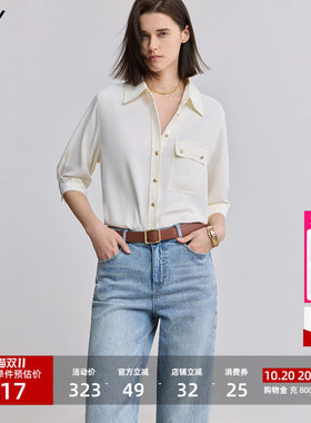 LILY女装春夏通勤百搭垂坠衬衫