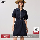 衬衫 连衣裙 女装 简约拉链领收腰短袖 商场同款 LILY2025春新款