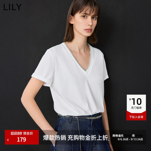 LILY通勤假两件休闲白色短袖T恤