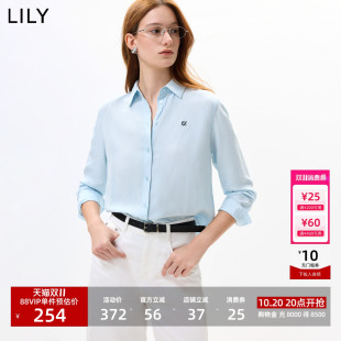 LILY2026秋新款女装莱赛尔亚麻混纺翻领宽松直筒休闲通勤衬衫外套