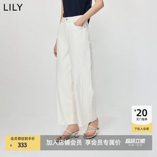 女 牛仔裤 LILY2026夏新款 纯棉简约宽松休闲显瘦百搭通勤白色直筒裤