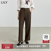 商场同款 LILY2025新款 女装 复古中腰休闲通勤直筒裤 小个子