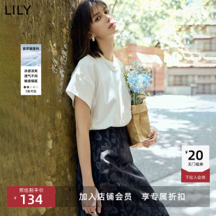 上衣25夏新款 LILY抗菌凉感白色T恤女插肩袖 基础百搭显瘦纯色短袖