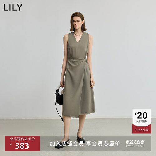 LILY不对称无袖简约收腰连衣裙