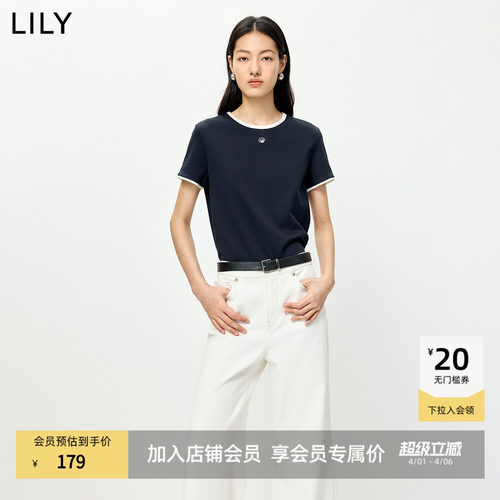LILY短款通勤撞色百搭简约短袖