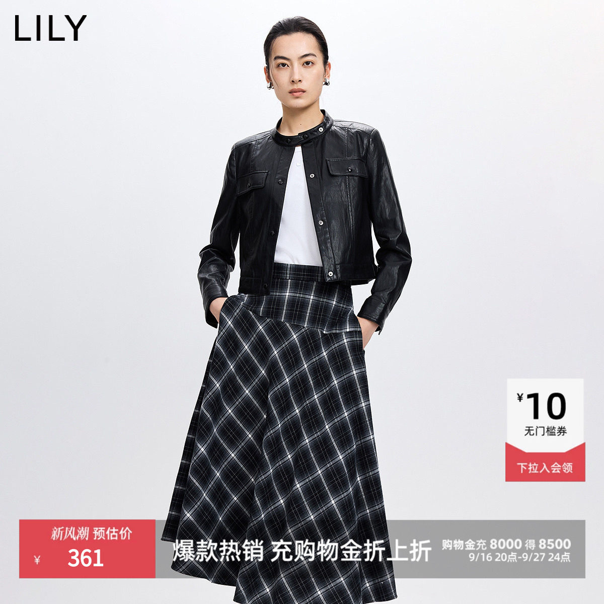 LILY通勤立领帅气新款夹克外套图片