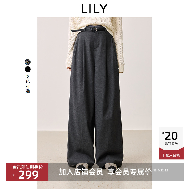【商场同款】LILY2025新款女装经典宽松休闲百搭直筒裤阔腿裤女