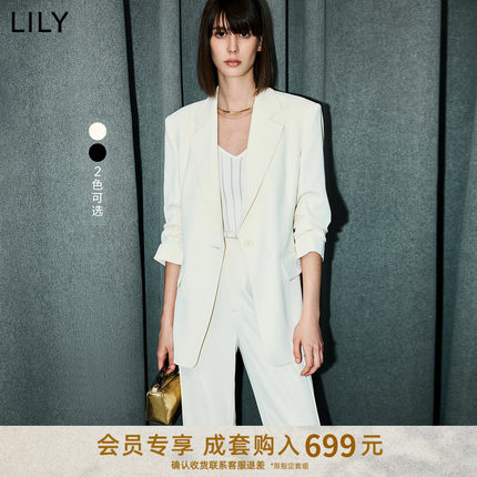 LILY2024夏新款女装气质通勤款设计感都市一粒扣修身休闲西装外套