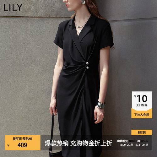 LILY通勤收腰混纺复古西装连衣裙