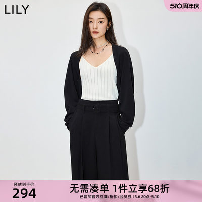 LILY2024夏新款女装时尚百搭短款复古针织衫连衣裙披肩外套上衣女