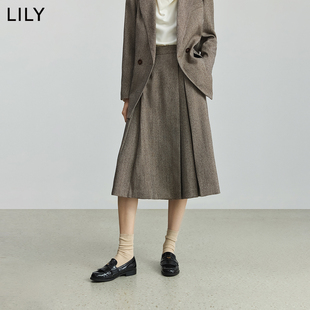 菁英系列LILY2025新款女装复古老钱风休闲通勤高腰A字裙半身裙