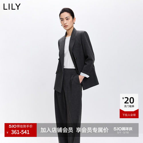 LILY通勤宽肩格雷西服西装外套