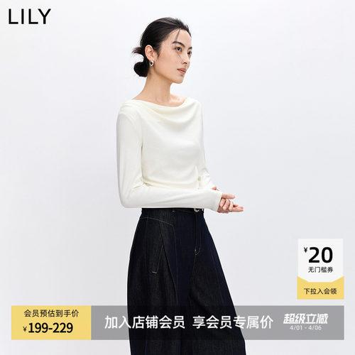 LILY通勤莱赛尔长袖女装醋酸T恤