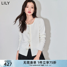 女装 针织开衫 气质时尚 立体浪漫玫瑰排扣修身 通勤款 LILY2024春新款