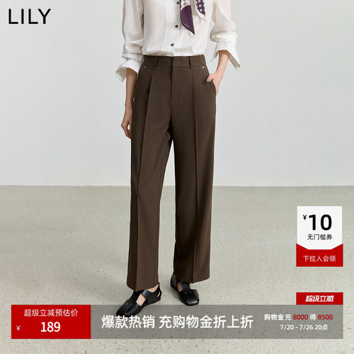 LILY通勤中腰休闲复古直筒裤