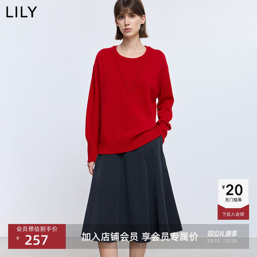 LILY混纺假两件复古套头针织衫