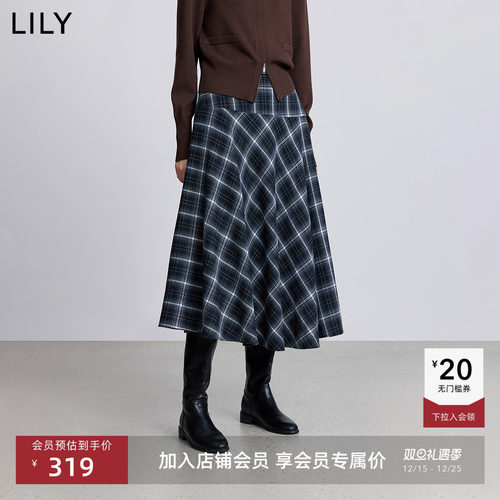 LILY撞色格雷系通勤格纹半身裙