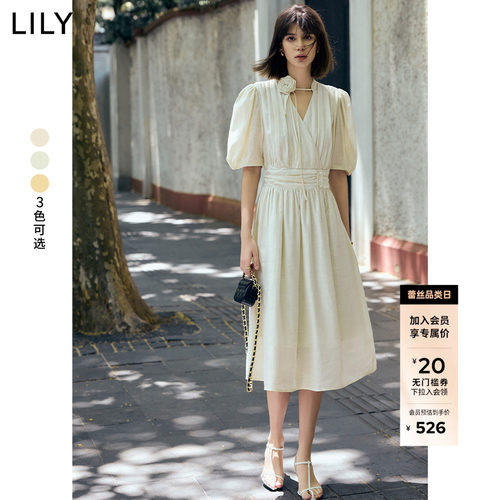 法式浪漫玫瑰裙醋酸亚麻LILY