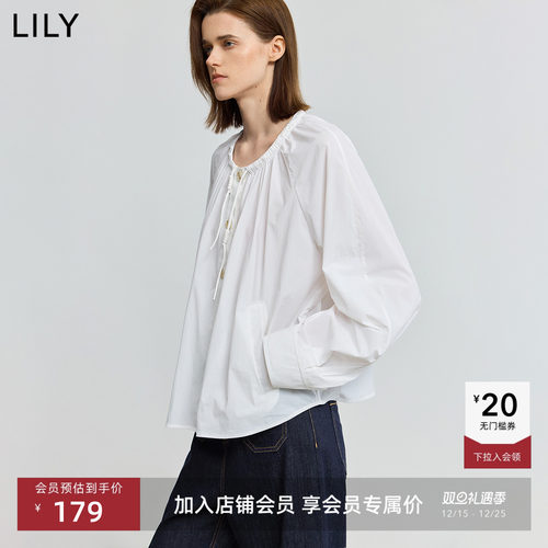LILY百搭法式女装圆领通勤衬衫