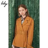Lily2019 mùa thu mới của phụ nữ đẹp trai quân phục đồng phục gió eo túi đeo vai áo khoác ngắn 119330C3202 - Áo khoác ngắn áo phao nữ