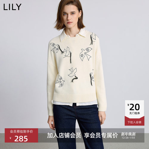 LILY设计感流苏加厚套头针织衫